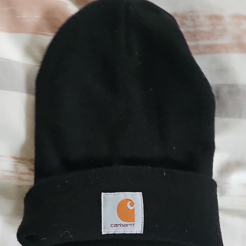 Carhartt Black Cuffed Beanie with Logo Patch